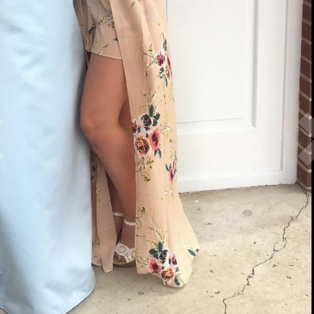 (Size M)Khaki Floral Maxi Romper - Picture 7 of 8